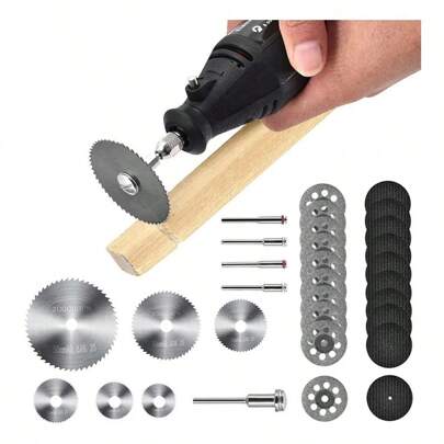 MOLOLAN 31Pcs Kit De Herramientas Discos Corte Sierra Hss Para Mototool Taladro Cortador De Rueda De Metal De Resina,Juego de herramientas eléctricas giratorias de disco de corte de madera de mini sierra circular de acero de alta velocidad,Rueda Cortadora De Vidrio Para Cortar Vidrio, Botellas De Vinos, Azulejos De Cerámica, Disco De Corte De Diamantes Para Desgarar La Superficie De Cristales.