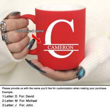 1 pieza Taza de leche/café personalizada y customizada de 11 onzas con diseño de letra roja, taza de cerámica, regalo para ocasiones festivas, familia, compañeros de trabajo, líderes, esposa, hermana, regalo divertido, regalo único para el Día de San Valentín, Día de la Madre, Día del Padre