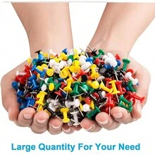 300 Pines de empuje para pizarras de anuncios, Pines de empuje para colgar en pared de corcho, Pines de oficina para decoración de escritorio (En varios colores) (En botella) - Multicolor - Ver 2