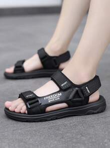 Men's Sandals, Black Casual Slipper, For Students
