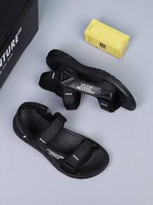 Men's Sandals, Black Casual Slipper, For Students