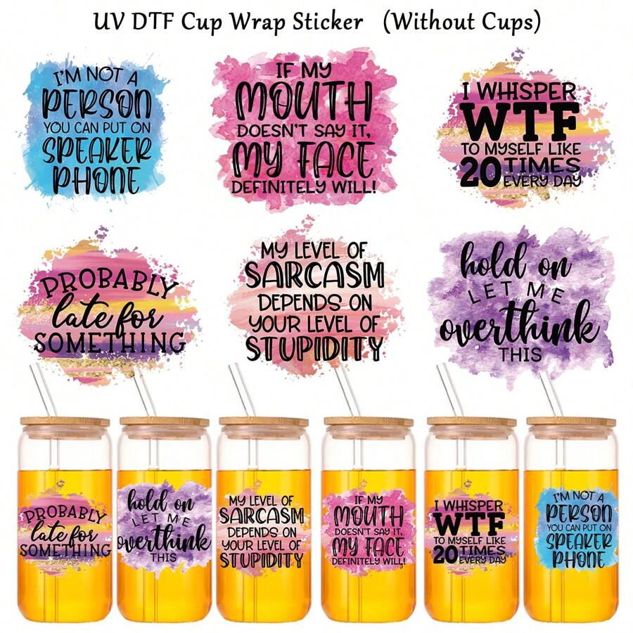 6 Cái/bộ Báo Giá Tích Cực UV DTF Chuyển Miếng Dán Ly Thủy Tinh Libbey Cốc Thủy Tinh DIY Bọc Chuyển Miếng Dán Cho Cốc Thủy Tinh 16oz Nhãn Dán Chống Thấm Nước Nhãn Dán Chai Nhãn Dán Dính-Chất Lượng Cao
