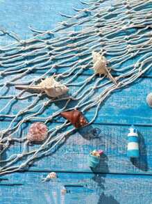 1 cái Lưới đánh cá phong cách Địa Trung Hải trang trí tiệc bãi biển chất liệu lưới sợi lưới trang trí thủ công, phụ kiện tiệc lưới đánh cá theo chủ đề hàng hải lưới đánh cá trang trí lưới cướp biển biển trang trí, trang trí nhà cửa, trang trí phòng, trang trí tường - Màu be - Xem 4