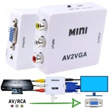Adaptador Conversor Entrada Rca Av Para Saída Vga Áudio Vídeo 1080p Av2vga - Branco - Visão 1