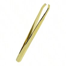 Kit Pinças Profissional Reta +Tesoura Tesourinha Sobrancelhas - Bronze - Visão 4
