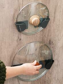 壁挂式锅盖架 - 用于锅盖和锅盖的悬挂式收纳架 - 塑料厨房储物架 - 厨房收纳架、储物架、厨房收纳架、收纳架、厨房用品、房间装饰、家居装饰。