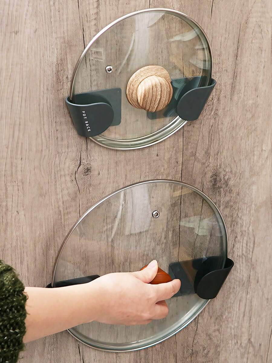 壁挂式锅盖架 - 用于锅盖和锅盖的悬挂式收纳架 - 塑料厨房储物架 - 厨房收纳架、储物架、厨房收纳架、收纳架、厨房用品、房间装饰、家居装饰。