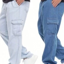 Men Jeans - 深色水洗藍 - 查看 1