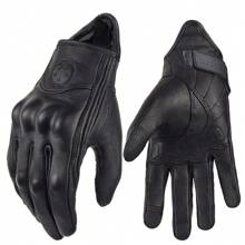 Suomy 复古山羊皮摩托车手套 夏季男士棕色复古皮革摩托车越野手套 女士摩托车手套 - 黑色 - 查看 13