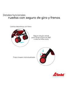 Carriola Reversible con Charola 3 Reclinado Toldo Plegable - Rojo - Ver 5