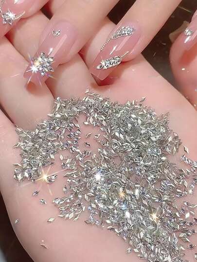 200 piezas de decoraciones de uñas con mini zirconia de corte rómbico brillante, suministros para uñas, encantos para uñas, gemas para uñas