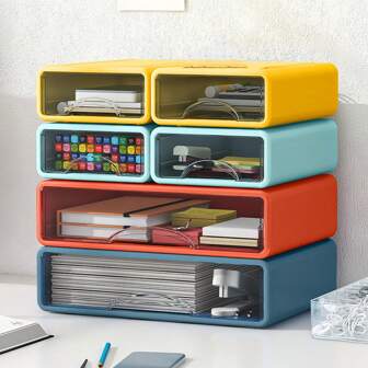 Desktop Storage Box, Plastic Transparent Drawer Type Cosmetic Organizer, Student Stationery, Dormitory Sundries Sorting Box, Office Desk Storage Box Back To School  Decorations   Autumn Decor Festival Decor Room Decor Home Decor Fall Decor Bedroom Decor