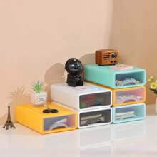 塑料透明抽屜化妝品收納盒，可用於桌面整理，文具，學生宿舍，辦公用品收納 - 彩色 - 查看 8