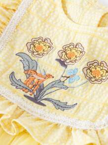 mini bala 女童连衣裙甜美耳边清新小清新格纹文艺网纱连衣裙 - 黃色 - 查看 7