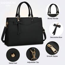 Túi đựng máy tính xách tay cho nữ 15,6 inch Túi tote da Túi công sở chuyên nghiệp Túi đựng máy tính chống nước Túi xách đeo vai nhẹ Dung tích lớn, Túi công sở hợp thời trang cho nữ, Lý tưởng cho sự thanh lịch hàng ngày & Những dịp đặc biệt - màu đen - Xem 6