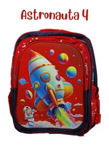 Mochila Luz LED con Lapicera + Lonchera 3D Diseño Astronauta - Multicolor - Ver 5