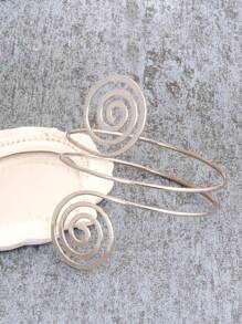 925純銀鍍層螺旋圖案手鐲臂環，金屬上臂手鐲，女性日常配飾，姐妹禮物女性禮物，珠寶魅力晚宴珠寶 - 金色3 - 查看 3