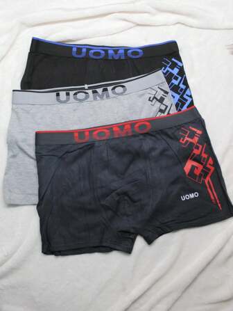 Boxer de hombre con estampado al costado, algodon, multicolor, calidad premuim. (Los colores se envían al azar)