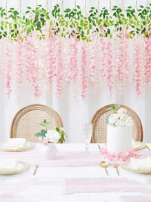 12 pièces ou 4 pièces ou 1 pièce/paquet (105 cm/41,37 po) Vigne de glycine artificielle Ratta Fausse guirlande de glycine pendante rose pâle Fleurs artificielles pendantes Feuilles en soie Fleurs en brousse longues pendantes Décoration de maison, fête, mariage, Saint-Valentin, cadeaux, anniversaire, remise des diplômes, décoration de jardin, plante d'extérieur, jardinage, fleurs artificielles