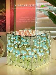 (USB Powered) 10/20/30 Tulips Flower Cube Night Light, Handmade DIY Material Kit, Dual Function As Night Light & Mirror, Ideal Gift For Girlfriend, Friends, Birthday, Valentine's Day - 多色 - 查看 15