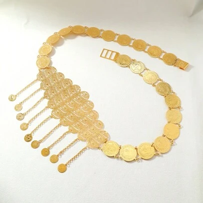 New Arrival Bohemian Coin Tofs magkedja med retrostil datorchip Magdans midjetillbehör, europeiskt, amerikanskt, stil Halloween