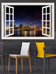 2 片乙烯基贴花自然风景墙贴壁纸可移除城市夜景海滩森林假窗户墙壁海报适用于卧室厨房装饰美学贴纸、墙贴、乙烯基贴花用于家居装饰、春季装饰品让您的家焕然一新、拉玛装饰贴纸礼物生日毕业 - 彩色 - 查看 15