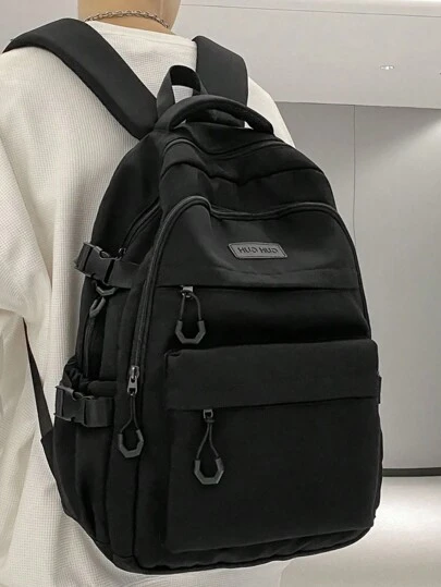 多层设计，简约百搭，大容量背包，大学包，学校包，帆布背包，学校背包，书包，度假随身携带实用帆布旅行包，笔记本电脑背包，黑色包，礼品，多功能户外男士背包，旅行必需品，节日必需品包，露营包，夏季返校沙滩包，沙滩笔记本电脑包，运动生活，夏季包，春假包