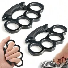 Manopla Puño Americano Defensa Personal De Boxer 2 Piezas - Negro - Ver 2