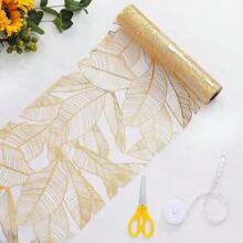 1pc Rectangular Table Runner, 275*28CM, Gold Sequin Shiny Aluminum Foil Mesh Table Runner, Gold Foil Table Center Decor, Suitable For Events, Parties, Birthdays, Weddings, Christmas, New Year, Decorative Tablecloth, Room Decor, Dining Table Decor, Home Decor, Fit For Holidays, Parties, Birthdays, Weddings And Banquets - Gold - View 6