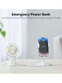 Portable Handheld Fan, 4000mAh Manual Strong Wind Fan  Portable USB Rechargeable,90° Adjustable Small Mister Fan,Personal Cooling Water Spray Fan For Men Women Travel Home Outdoor  Desktop Office Use - 白色 - 查看 5