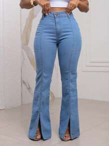 Women Jeans - 中等水洗藍 - 查看 7