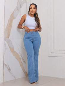 Women Jeans - 中等水洗藍 - 查看 6
