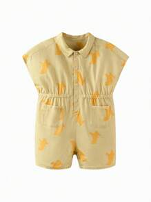 Quần áo tập bò dễ thương cho trẻ em Unisex mùa hè - Màu vàng - Xem 4