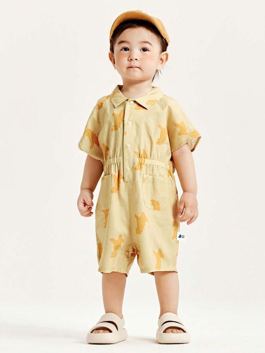 Quần áo tập bò dễ thương cho trẻ em Unisex mùa hè - Màu vàng - Xem 1