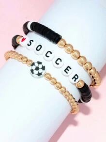 Bộ vòng tay hạt đá Hematite bóng chày bóng mềm bóng rổ bóng bầu dục bóng chuyền bóng đá Bộ vòng tay hạt đá ngày thi đấu thể thao - Nhiều màu - Xem 18