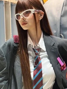 Kính thời trang Y2K ôm sát mặt dành cho nam, kiểu dáng oval tối màu, phong cách tương lai, màu đen, thể thao, ngôi sao. - màu đen - Xem 7