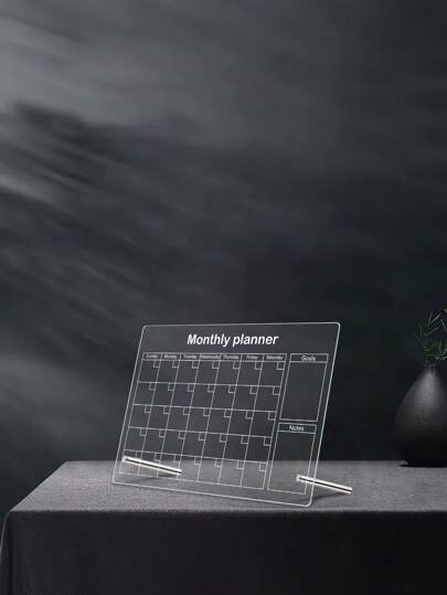 1套亞克力桌面裝飾擦寫板（附6支彩色白板筆）可擦拭的備忘錄日曆規劃透明留言板提醒顯示板，辦公室備忘錄寫白板