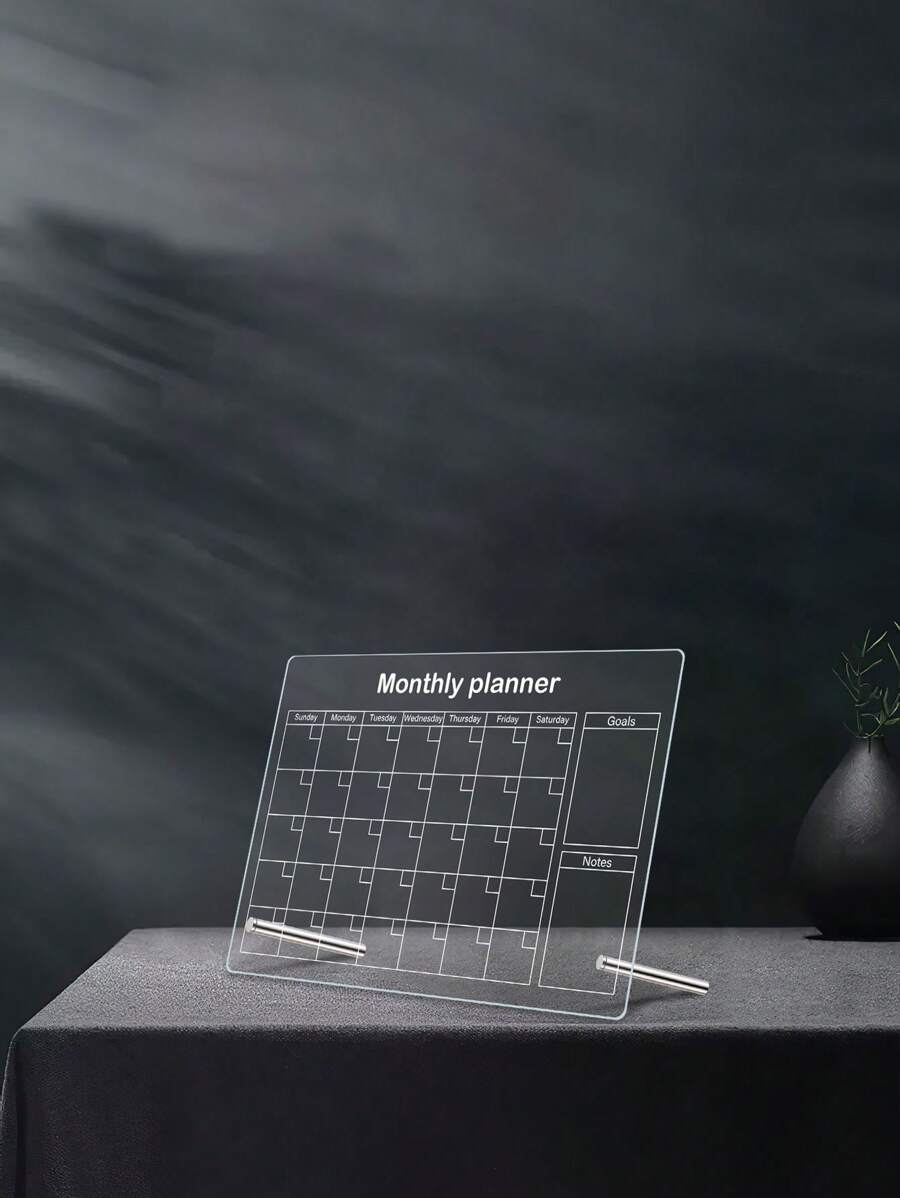 1套亞克力桌面裝飾擦寫板（附6支彩色白板筆）可擦拭的備忘錄日曆規劃透明留言板提醒顯示板，辦公室備忘錄寫白板