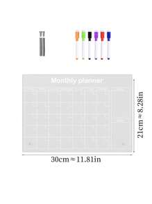 1套亞克力桌面裝飾擦寫板（附6支彩色白板筆）可擦拭的備忘錄日曆規劃透明留言板提醒顯示板，辦公室備忘錄寫白板