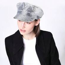 70'S DISCO Hat Adult Cap Fancy Dress Silver Shiny Sequin Costume Hat - Silver - View 2