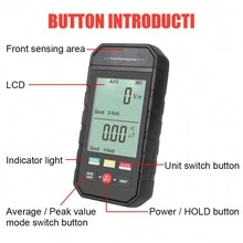 Probador de campo electromagnético con luz trasera, medidor EMF de alarma de sonido y luz de campo magnético de radio prueba de campo eléctrico detector de radiación electromagnética - Negro - Ver 3