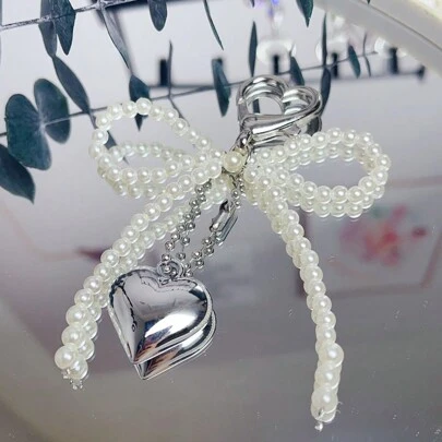 1 件手机挂绳、串珠手机挂绳腕带、耳机包挂绳、汽车钥匙扣、爱心手机挂饰，适用于手机包钥匙扣，兼容 相机吊坠装饰，适合女性女孩的甜蜜礼物，兼容 、兼容三星、兼容华为、兼容小米红、Vivo OPPO Realme OnePlus Black Shark，适合母亲、家人、朋友、生日、节日的礼物