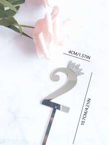 1入組數字設計蛋糕裝飾 - 銀色 - 查看 2