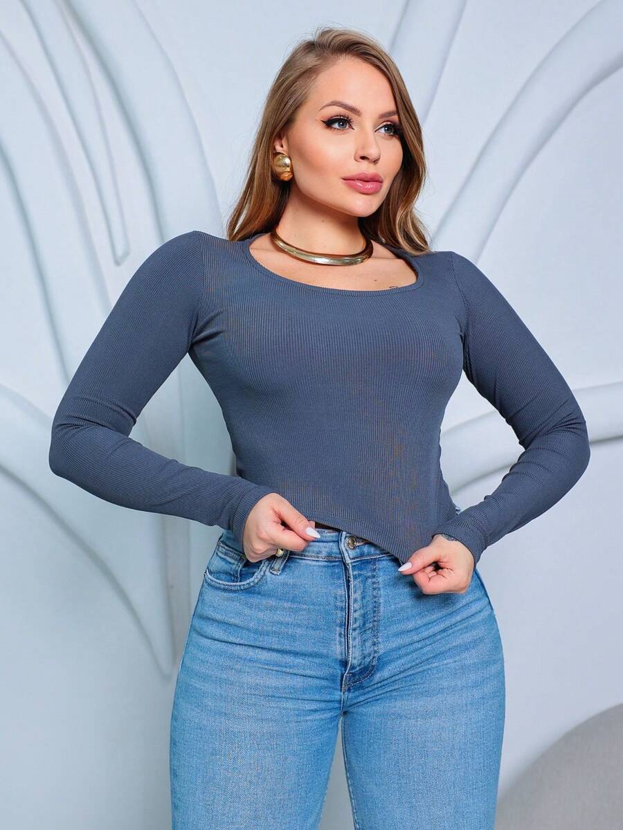 Women Tops - 灰色 - 查看 1