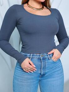 Women Tops - 灰色 - 查看 3