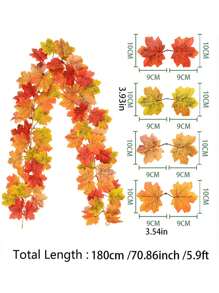 1 buc ghirlandă de frunze de arțar de toamnă, petrecere bucurie artificială frunze de arțar ghirlandă de toamnă agățat viță de vie de toamnă decorațiuni de masă pentru ușa din față decor de toamnă acasă exterior interior Ziua Recunoștinței decorațiuni de Halloween, decor de toamnă, toamnă, plante artificiale