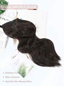Tóc nối Halo 12 inch, dây vô hình, tóc nối tổng hợp dạng kẹp điều chỉnh được, kiểu gợn sóng - Màu nâu đậm - Màu nâu tối - Xem 2