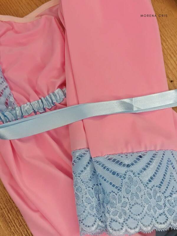 Conjunto Feminino Baby Doll Sexy/Sensual em Liganete e Renda