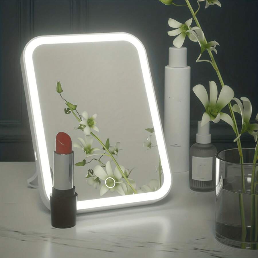 1pc LED Makeup Mirror, Foldable Standing Vanity Light, Multi-Color Options