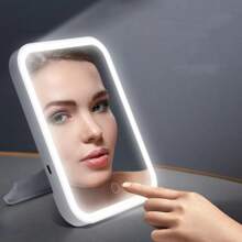 1pc LED Makeup Mirror, Foldable Standing Vanity Light, Multi-Color Options
